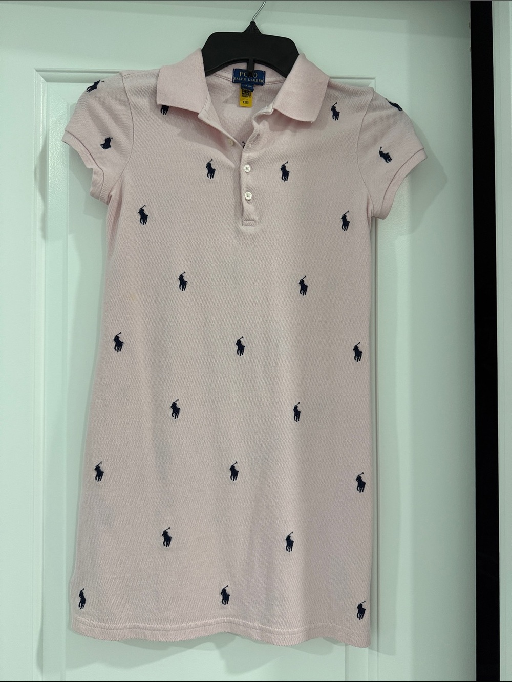 Polo by Ralph Lauren Light Pink Polo Dress with Navy Pony Embroidery